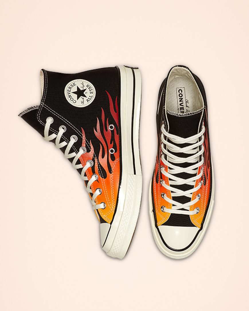 Pánské Boty Vysoké Converse Chuck 70 Archive Print Černé Červené | CZ RVQH03